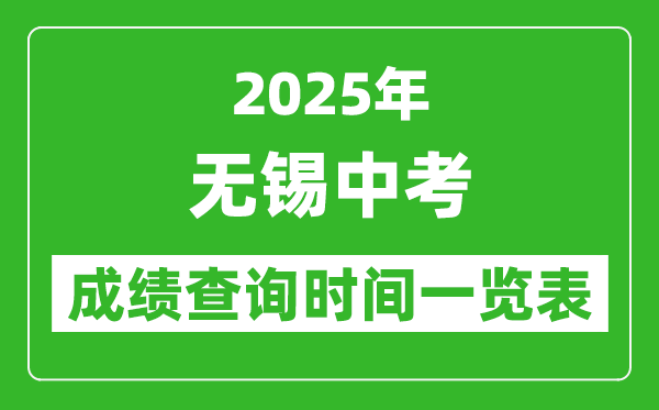 無(wú)錫中考成績(jī)查詢時(shí)間2025年具體時(shí)間一覽表