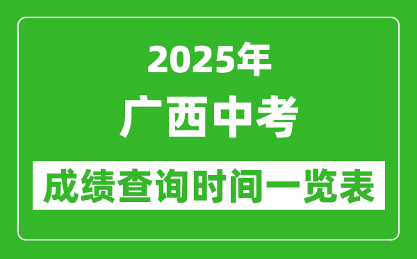 2025年廣西各市中考成績查詢時間一覽表