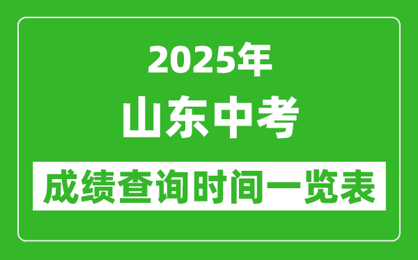 2025年山東各市中考成績查詢時間一覽表