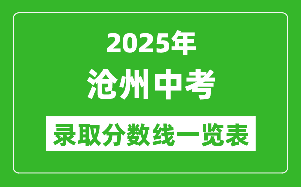2025年滄州中考錄取分數(shù)線一覽表(含歷年分數(shù)線)