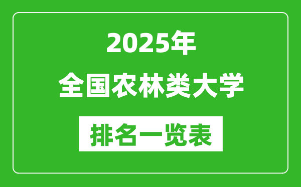 2025全國農林類大學排名一覽表(含錄取分數線)
