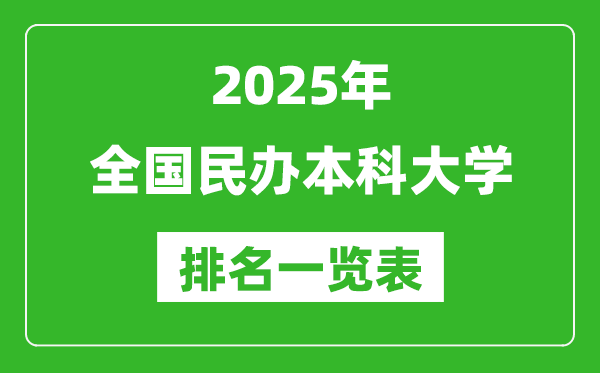 2025全國民辦本科大學(xué)排名一覽表(50所)
