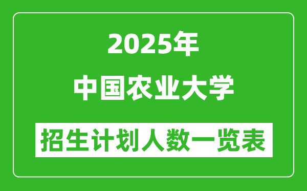 2025年中國農(nóng)業(yè)大學(xué)在各省招生計劃人數(shù)一覽表