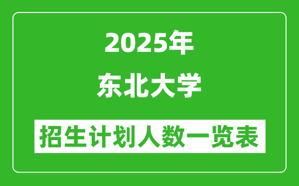 2025年東北大學(xué)在各省招生計(jì)劃人數(shù)一覽表