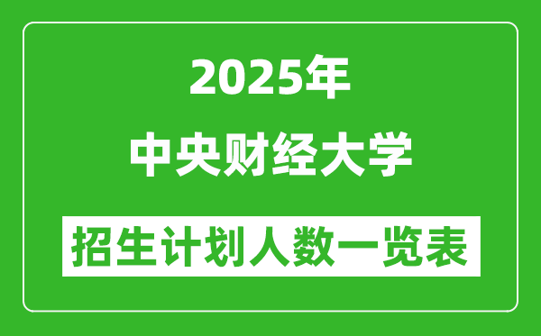 2025年中央財經(jīng)大學在各省招生計劃人數(shù)一覽表