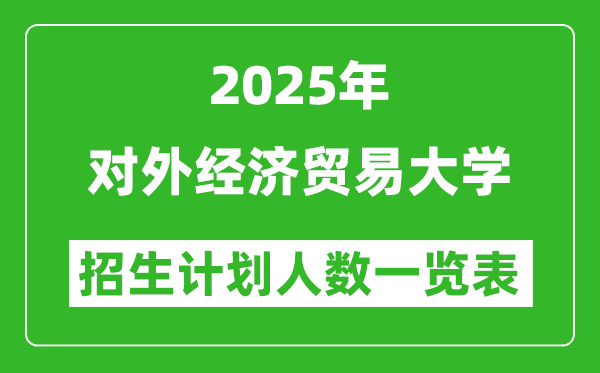 2025年對外經(jīng)濟貿(mào)易大學在各省招生計劃人數(shù)一覽表