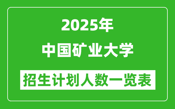 2025年中國礦業(yè)大學在各省招生計劃人數(shù)一覽表