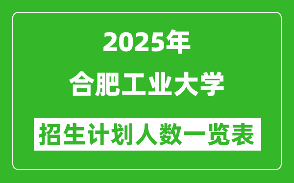 2025年合肥工業(yè)大學(xué)在各省招生計劃人數(shù)一覽表