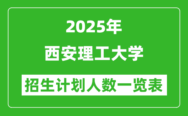 2025年西安理工大學在各省招生計劃人數(shù)一覽表