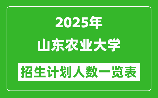 2025年山東農(nóng)業(yè)大學(xué)在各省招生計劃人數(shù)一覽表