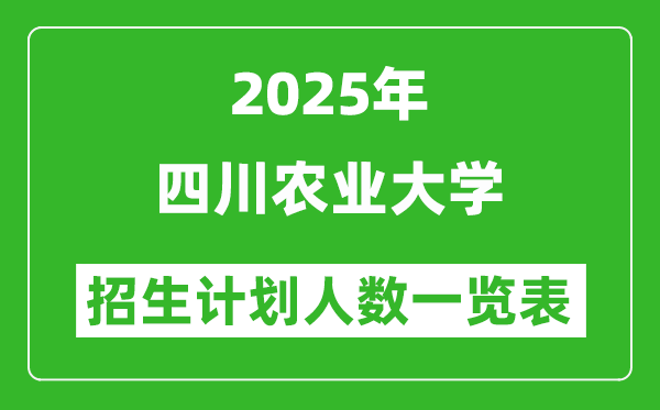 2025年四川農(nóng)業(yè)大學(xué)在各省招生計(jì)劃人數(shù)一覽表