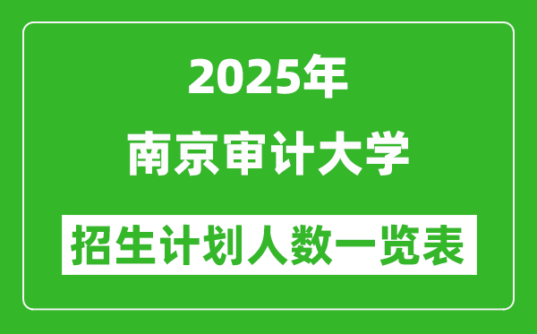 2025年南京審計大學在各省招生計劃人數(shù)一覽表