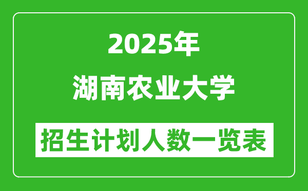 2025年湖南農(nóng)業(yè)大學(xué)在各省招生計(jì)劃人數(shù)一覽表