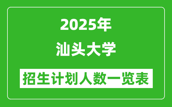 2025年汕頭大學(xué)在各省招生計劃人數(shù)一覽表