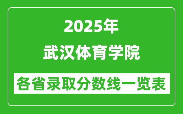 2025年武漢體育學(xué)院各省錄取分?jǐn)?shù)線一覽表(含2024年最低分)