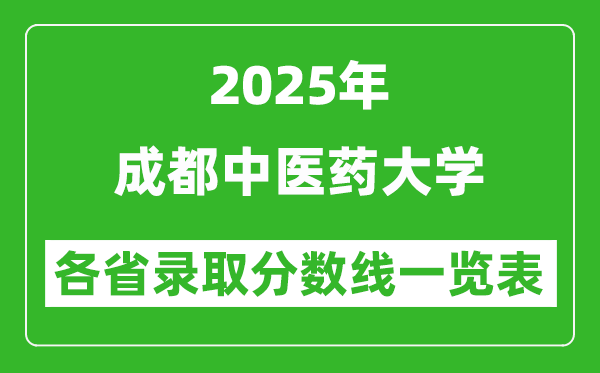 2025年成都中醫(yī)藥大學各省錄取分數(shù)線一覽表(含2024年最低分)