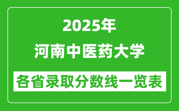2025年河南中醫(yī)藥大學(xué)各省錄取分?jǐn)?shù)線一覽表(含2024年最低分)
