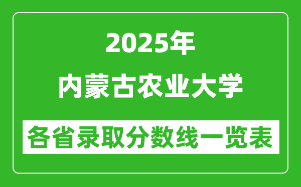 2025年內(nèi)蒙古農(nóng)業(yè)大學(xué)各省錄取分?jǐn)?shù)線一覽表(含2024年最低分)