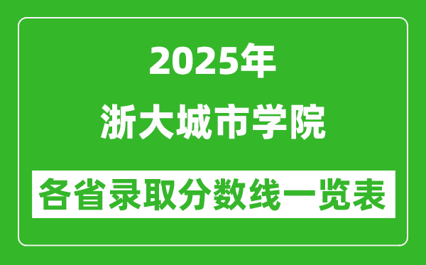 2025年浙大城市學(xué)院各省錄取分數(shù)線一覽表(含2024年最低分)