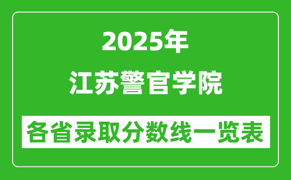 2025年江蘇警官學(xué)院各省錄取分?jǐn)?shù)線一覽表(含2024年最低分)