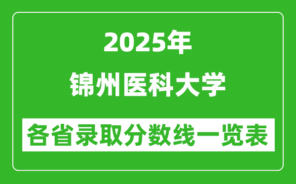2025年錦州醫(yī)科大學(xué)各省錄取分?jǐn)?shù)線一覽表（含2024年最低分）