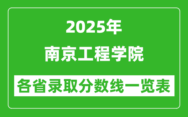 2025年南京工程學(xué)院各省錄取分?jǐn)?shù)線一覽表(含2024年最低分)