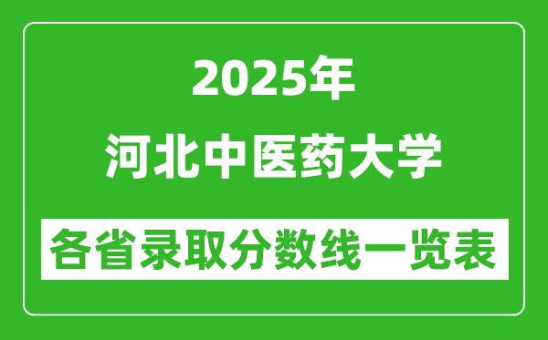 2025年河北中醫(yī)藥大學(xué)各省錄取分?jǐn)?shù)線一覽表(含2024年最低分)