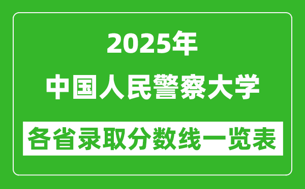 2025年中國人民警察大學各省錄取分數(shù)線一覽表(含2024年最低分)