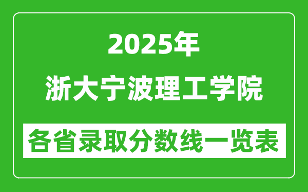 2025年浙大寧波理工學(xué)院各省錄取分?jǐn)?shù)線一覽表(含2024年最低分)