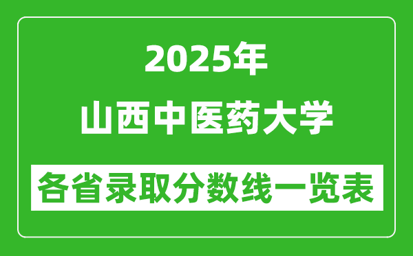 2025年山西中醫(yī)藥大學(xué)各省錄取分?jǐn)?shù)線一覽表(含2024年最低分)