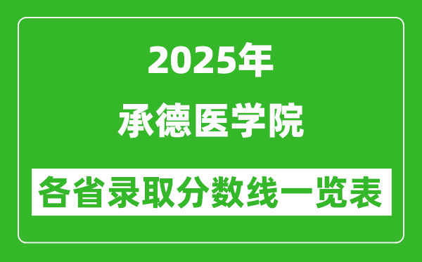 2025年承德醫(yī)學院各省錄取分數(shù)線一覽表(含2024年最低分)