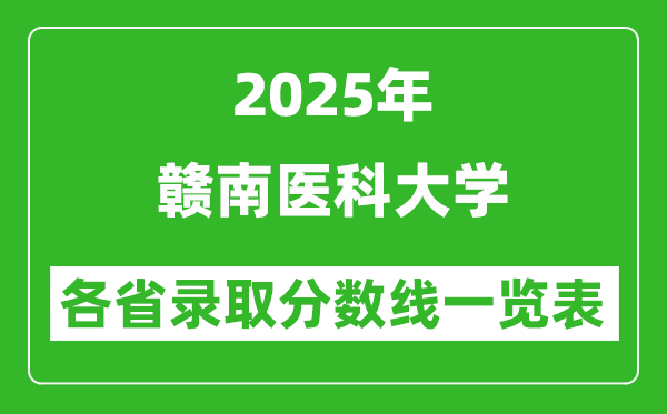 2025年贛南醫(yī)科大學各省錄取分數(shù)線一覽表(含2024年最低分)