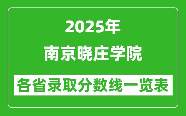 2025年南京曉莊學(xué)院各省錄取分?jǐn)?shù)線一覽表（含2024年最低分）