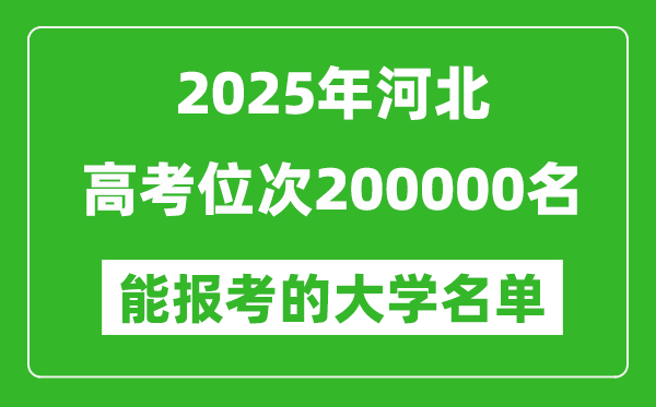 2025河北高考位次200000名能報考什么大學(xué)？附能上大學(xué)名單