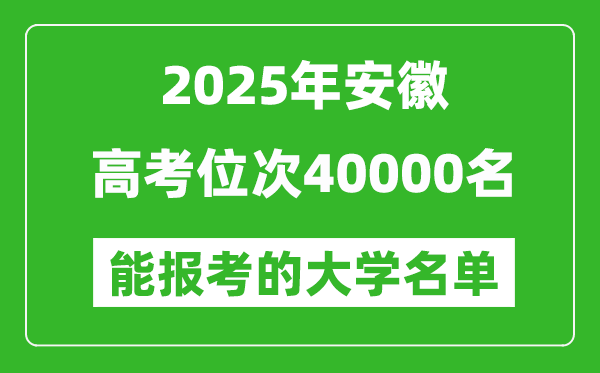 2025安徽高考位次40000名能報(bào)考什么大學(xué)？附能上大學(xué)名單