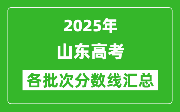 2025年山東高考各批次分數(shù)線匯總（含一本,二本,?？品謹?shù)線）