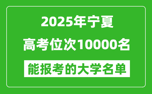 2025寧夏高考位次10000名能報(bào)考什么大學(xué)？附能上大學(xué)名單