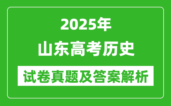 2025年山東高考歷史試卷真題及答案解析(完整版)