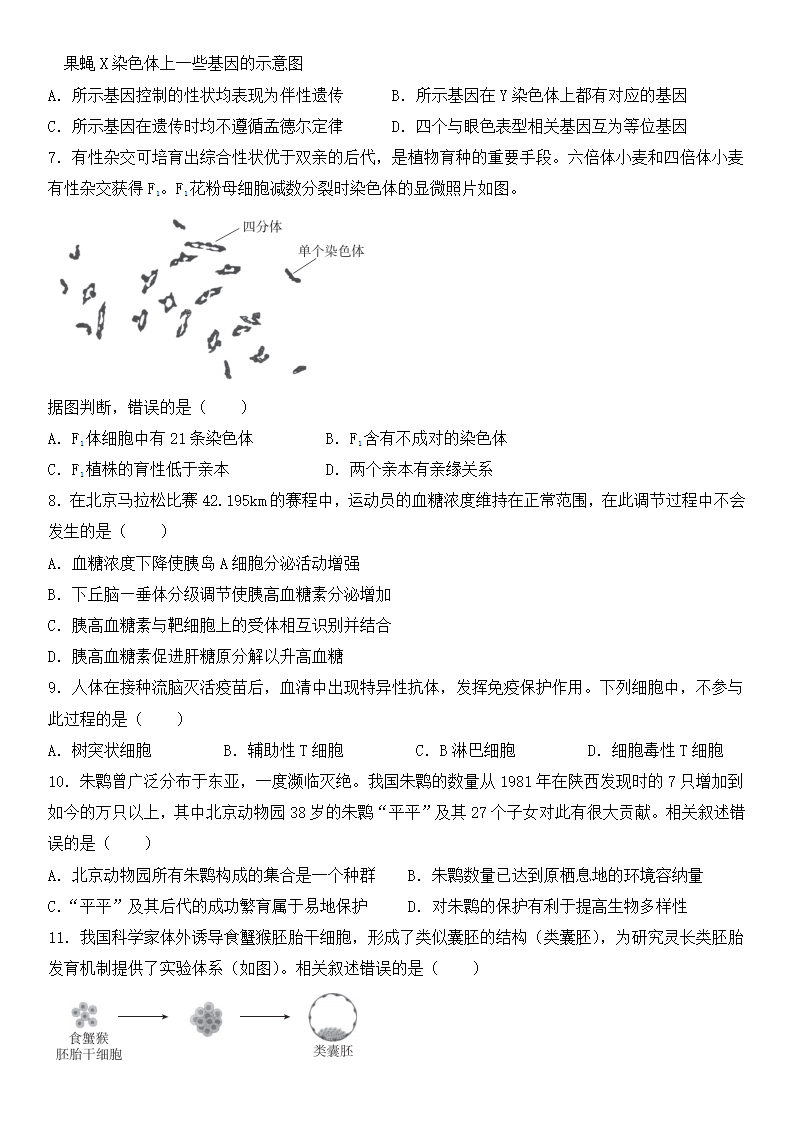 2025年北京高考生物試卷真題及答案解析(完整版)